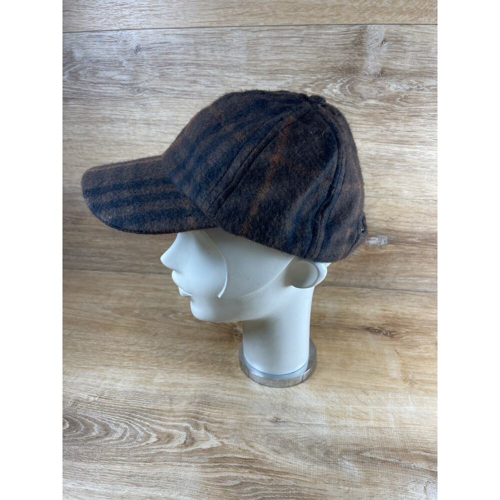 Y2K Burberry London 100% Cashmere Plaid Baseball Hat Cap - Picture 2 of 8